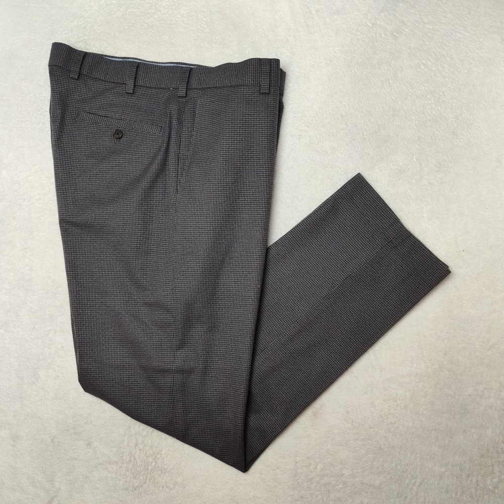 Brooks Brothers Pants Mens 35x30 Gray Houndstooth Chino Slim Advantage Milano